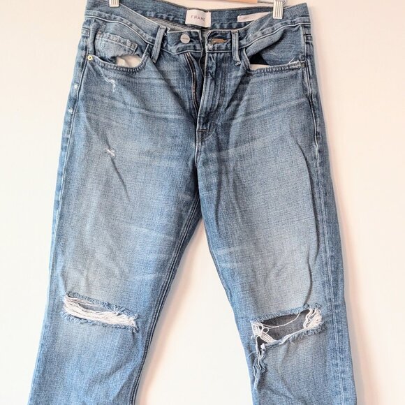 Frame Le Piper Distressed Cropped Straight Leg Jean sz 29 - Picture 1 of 4